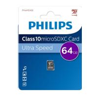 Карта памяти microSD 64Gb Philips, Class10