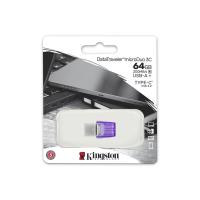 Флешка USB 64 Гб Kingston DataTraveler microDuo 3C G3, USB3.2 gen, Type-C, пластик, 200 МБ/с, фиолетовый